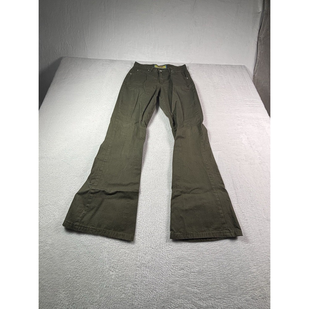 Paris Blues Original Womens Dark Green Denim Flared Jeans Size 3
